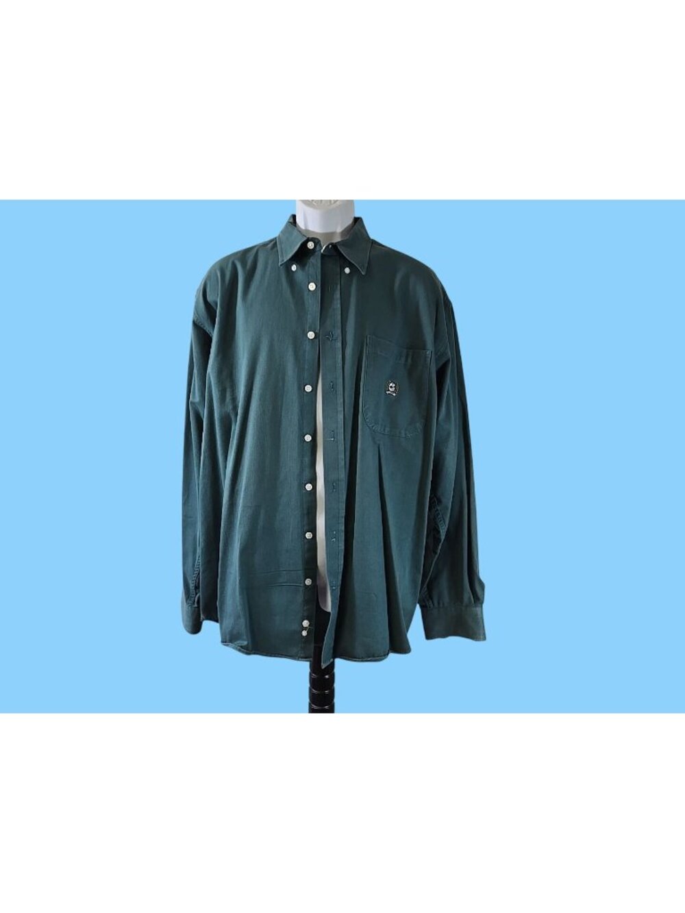 Cinch Mens XL Teal Button-Up Shirt With Logo Embroidery Collared Long Sleeve Wes